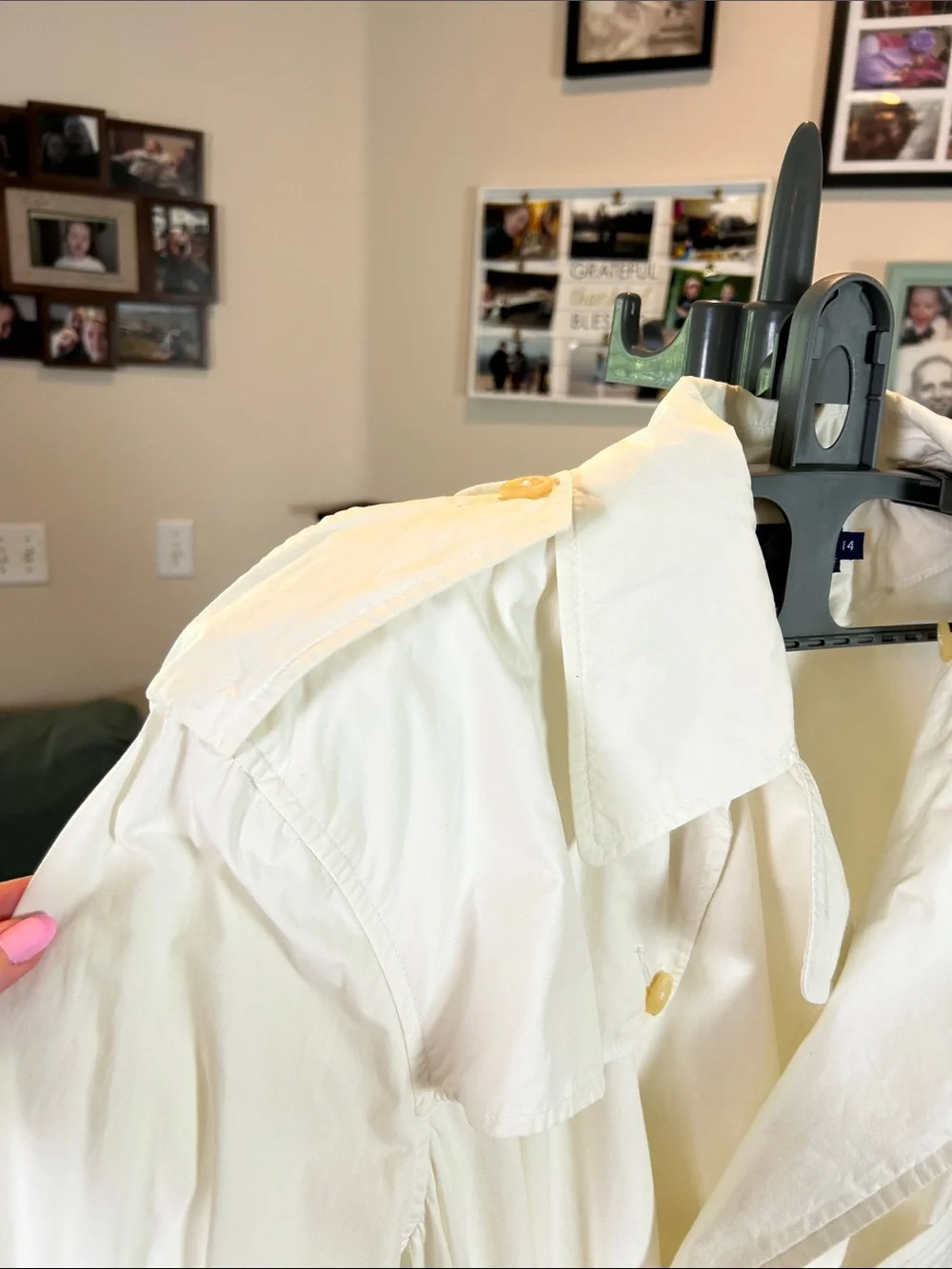 Ralph Lauren Blue Label Double Breasted White Vintage Cotton Trench Coat Size 14 - Picture 6 of 17